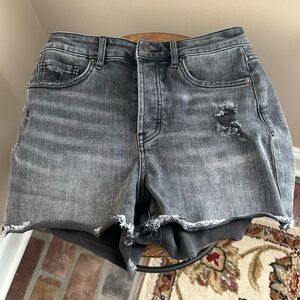 Distressed Black/Gray Denim Shorts Mica